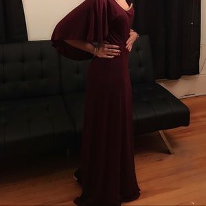 Maroon maxi dress.